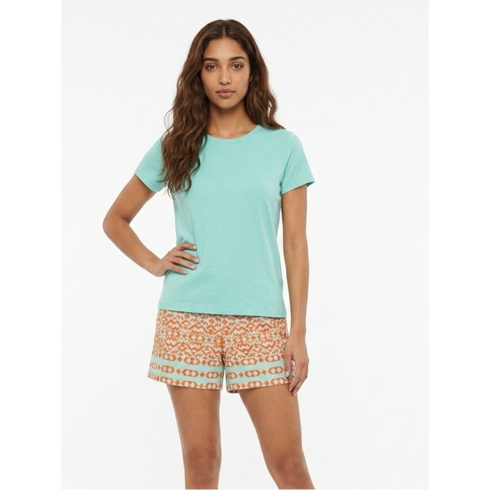 The Limited Orange and Green Shorts with Geometric Pattern. Small